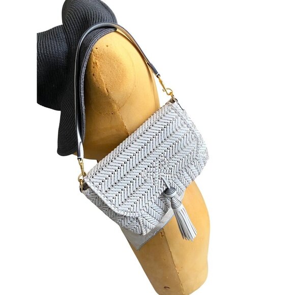 Anya Hindmarch Neeson Tassel Shoulder Bag Capra Leather Chalk White - Picture 8 of 13